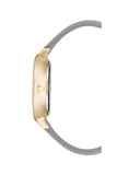 Gold Fashion Watch with Rhine Stone Facing and Leatherette Wristband One Size Women