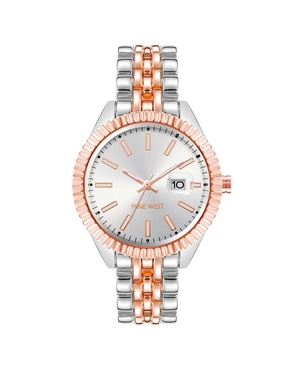 Bicolor Day and Date Analog Quartz Watch One Size Women