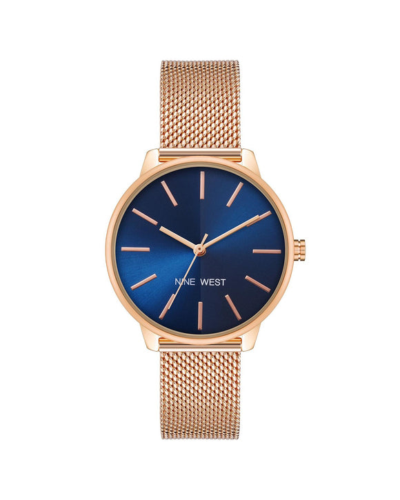 Rose Gold Stainless Steel Mesh Bangle Watch One Size Women
