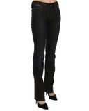 Mid Waist Slim Fit Corduroy Jeans with Logo Details W26 US Women
