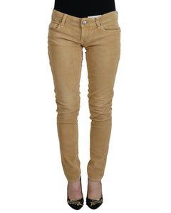 Authentic ACHT Skinny Jeans with Low Waist Corduroy Design W26 US Women