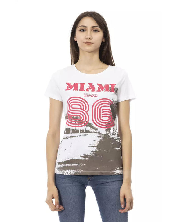 Short Sleeve T-shirt with Round Neck and Front Print 2XL Women