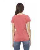 Short Sleeve Round Neck T-shirt with Front Print L Women
