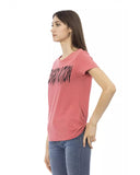 Short Sleeve Round Neck T-shirt with Front Print 2XL Women