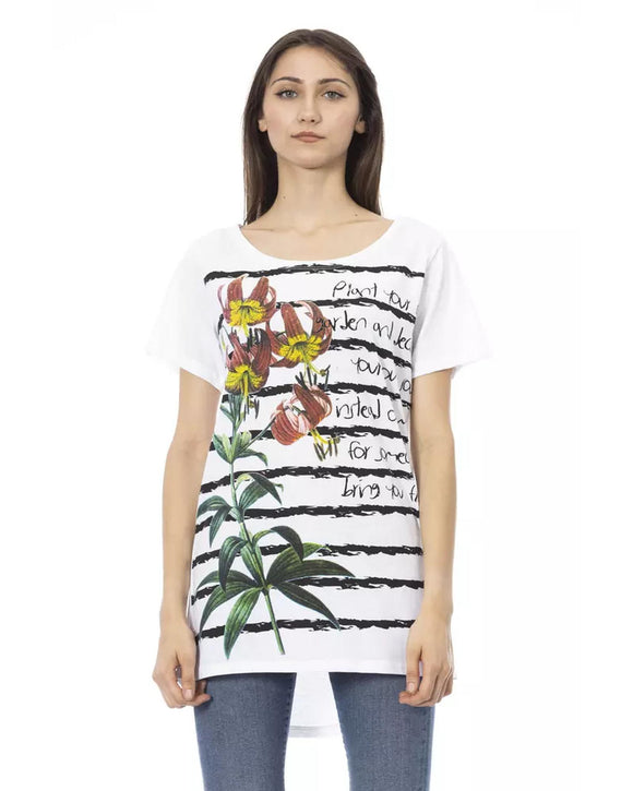 Short Sleeve T-shirt With Round Neck. Front Print. M Women