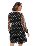 Polka Dot Tulle Dress with Contrasting Lining and Voile Skirt XS Women