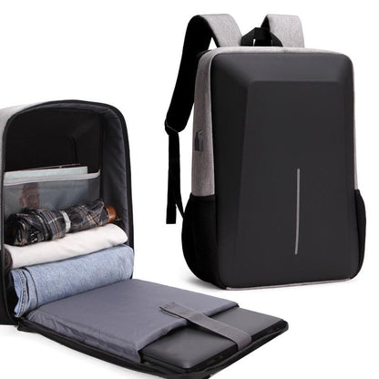 Hard Shell Backpack Alloy Frame Anti-theft Computer Bag for Men Gray