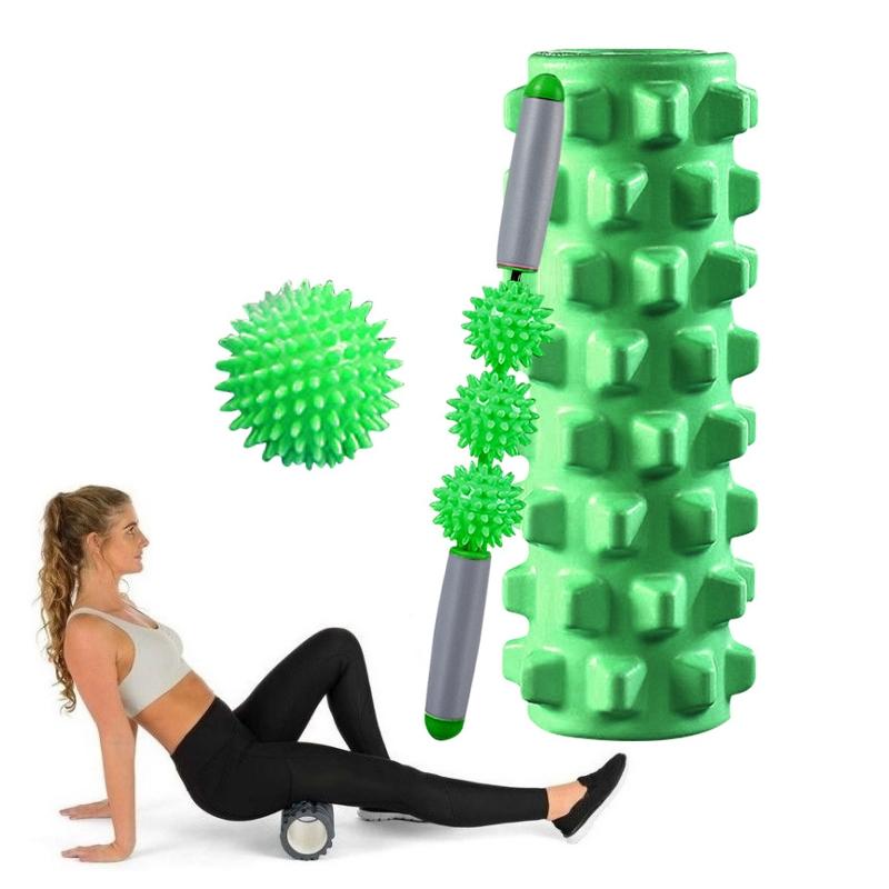 3 - In - 1 Eva Foam Roller Set 45Cm Length Green Wolf Tooth - Factory Direct Shop