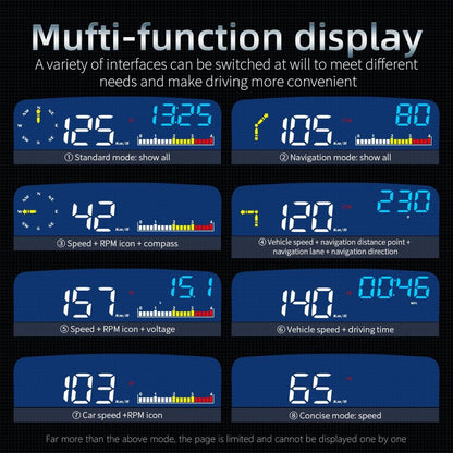Car Hud Head Up Display Water Temperature / Vehicle Speed / Voltage