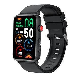 Bluetooth Smart Watch With Ecg Temperature And Heart Rate - Black Silicone