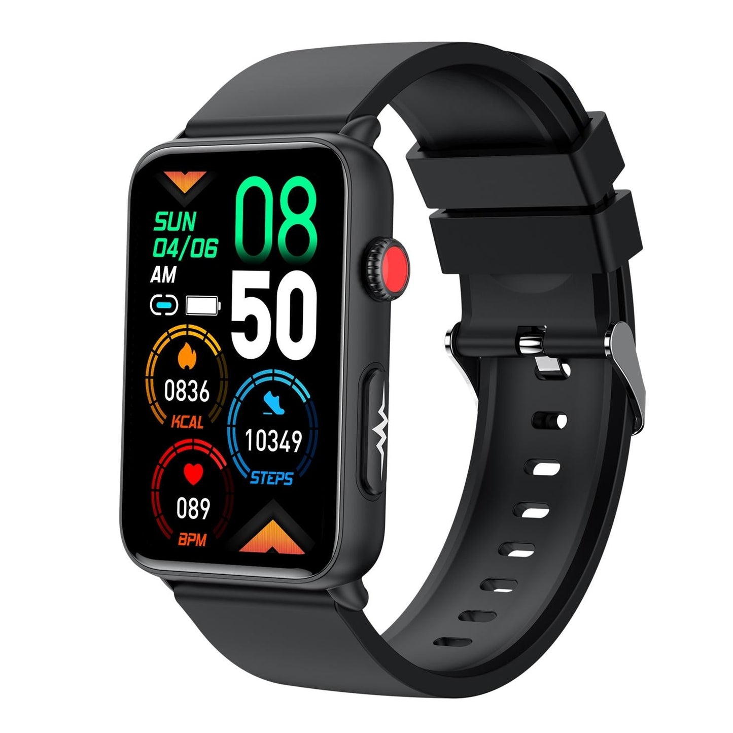 Bluetooth Smart Watch With Ecg Temperature And Heart Rate - Black Silicone