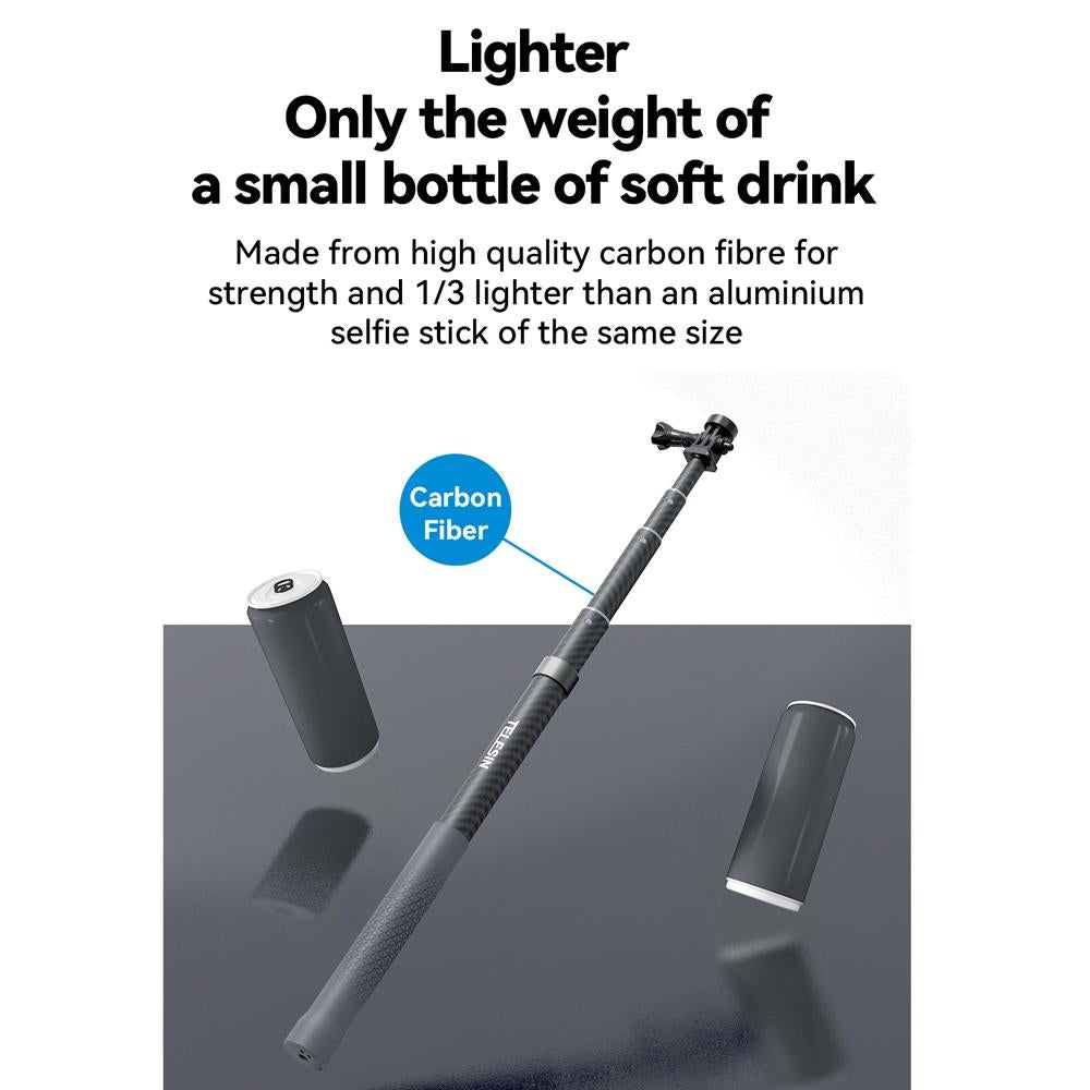 3m Carbon Fiber Selfie Stick Monopod for Action Cameras - 1 / 4 Screw