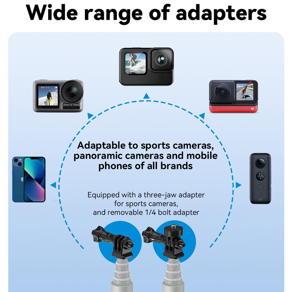 3m Carbon Fiber Selfie Stick Monopod for Action Cameras - 1 / 4 Screw