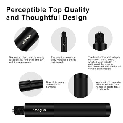 70cm Straight Pull Selfie Stick for Sports Cameras with 3 Jaw Screw - Single Rod