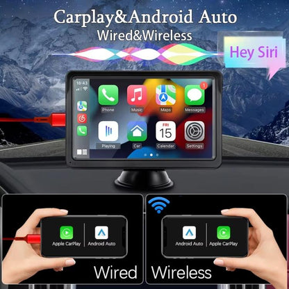 7 Inch Bluetooth 5.0 Carplay Monitor - Portable Compatible With Most Vehicles - Display