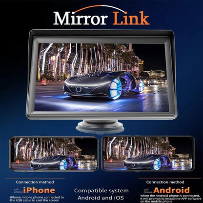 7 Inch Bluetooth 5.0 Carplay Monitor - Portable Compatible With Most Vehicles - Display
