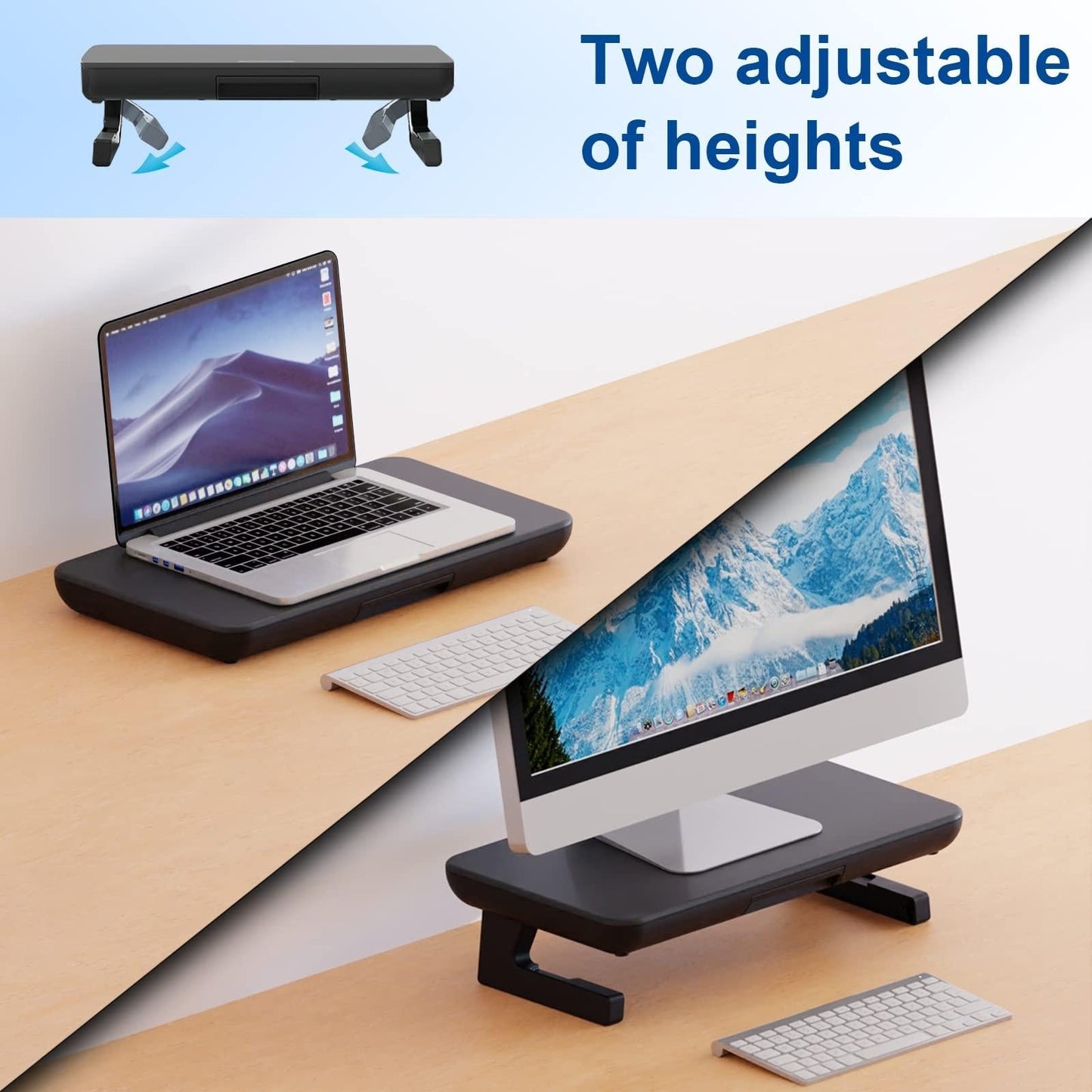 Adjustable Laptop Stand with Storage Drawer - Height Riser - Basic