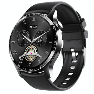 1.35 Inch Smart Watch Bluetooth Calls Health Monitoring 150+ Sports Black - Black Silicone