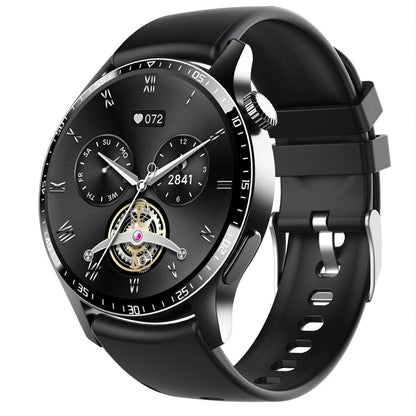 1.35 Inch Smart Watch Bluetooth Calls Health Monitoring 150+ Sports Black - Black Silicone