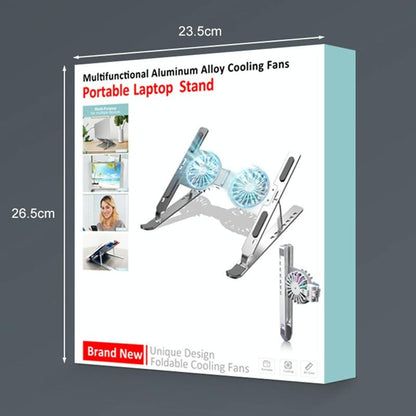 Foldable Laptop Cooling Stand with Ambient Light - Silver