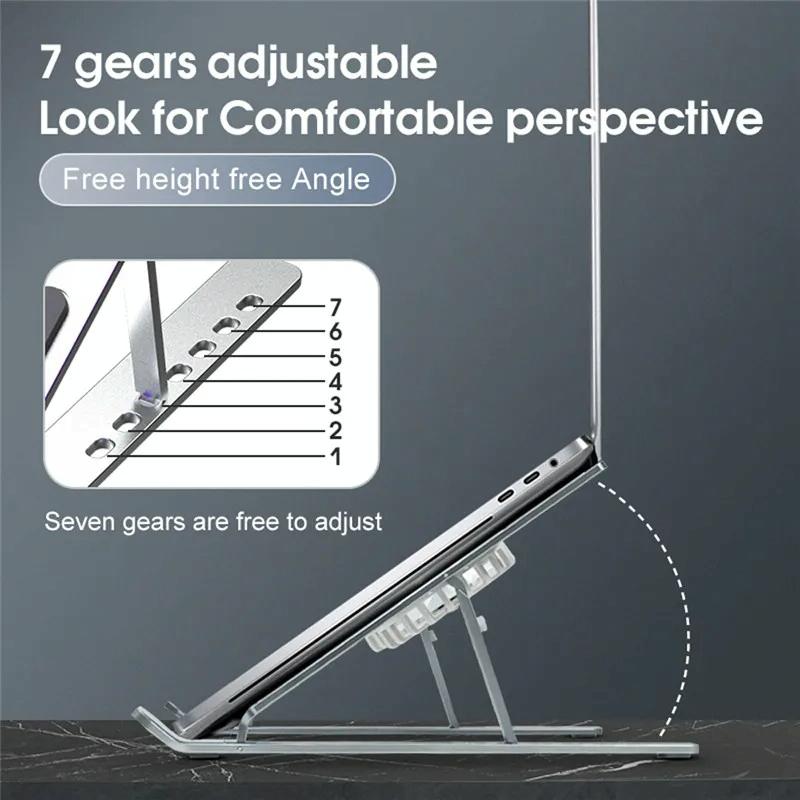 Foldable Laptop Cooling Stand with Ambient Light - Silver