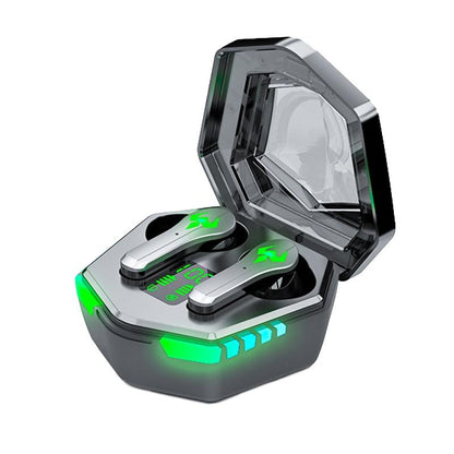 Low Latency Wireless Bluetooth Game Earphones with Colourful Lights - Digital Display