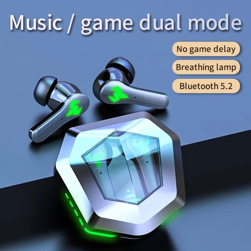 Low Latency Wireless Bluetooth Game Earphones with Colourful Lights - Digital Display