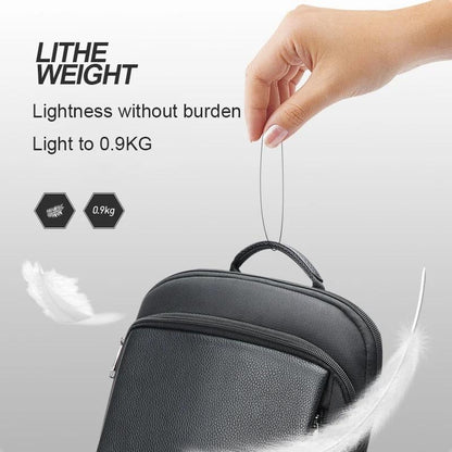 Waterproof Business Laptop Backpack - Genuine Leather Lightweight - Deluxe