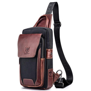 Leather Men Chest Bag Casual Shoulder Bag Brown - Factory Direct Shop