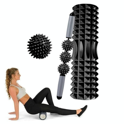 3 - In - 1 Hollow Foam Roller Set For Muscle Relaxation And Yoga 45Cm Black - Factory Direct Shop