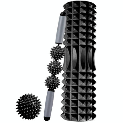 3 - In - 1 Hollow Foam Roller Set For Muscle Relaxation And Yoga 45Cm Black - Factory Direct Shop