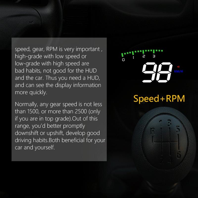 3.5 Inch Vehicle Head Up Display Car Speed Engine Revs Water Temp Voltage Mileage