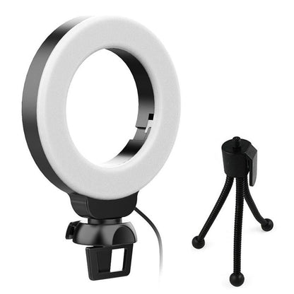 48leds Laptop Camera Beauty Ring Light - Clip Set 4-inch - Clip With Tripod