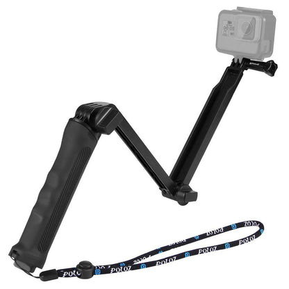 Foldable 3-way Tripod Selfie Stick for Action Cameras - 20-58cm Length