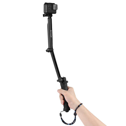 Foldable 3-way Tripod Selfie Stick for Action Cameras - 20-58cm Length