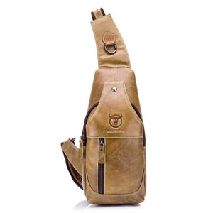 Retro Leather Crossbody Chest Bag For Men Yellow Brown - Factory Direct Shop