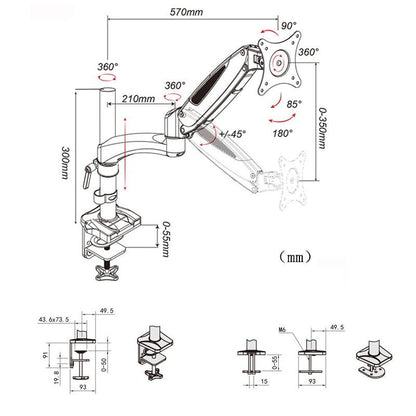 Adjustable Desktop Monitor Stand - Rotating