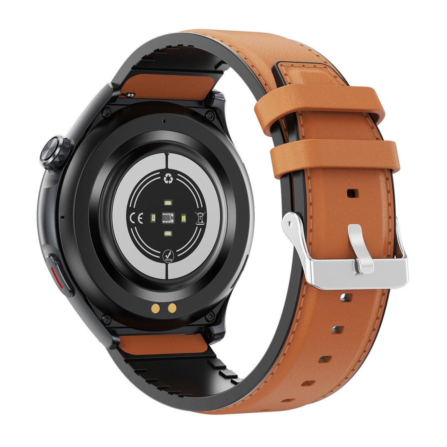 Smart Round Screen Watch With Bt Call And Health Tracking - Leather - Leather Brown