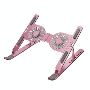 Foldable Laptop Cooling Stand with Ambient Light - Pink