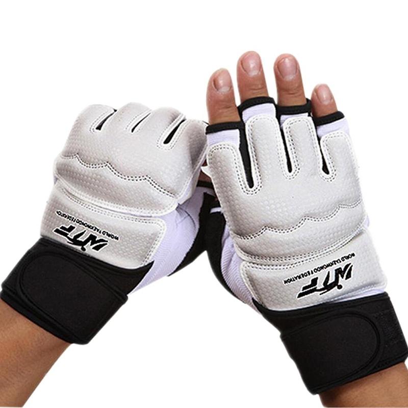 Adults Half Finger Sandbag Training Boxing Gloves  Pu Leather White
