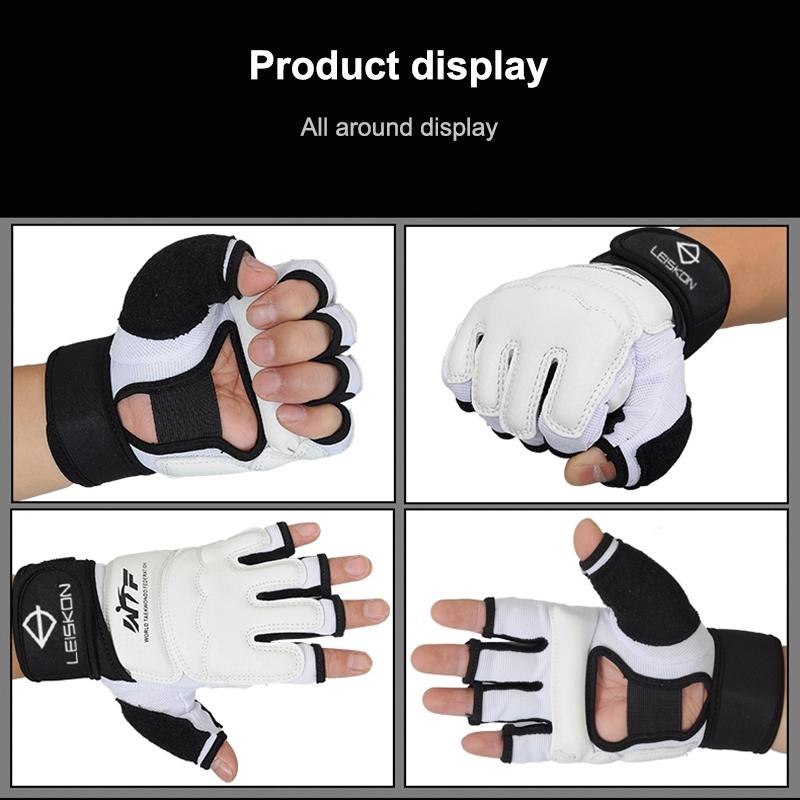 Adults Half Finger Sandbag Training Boxing Gloves  Pu Leather White