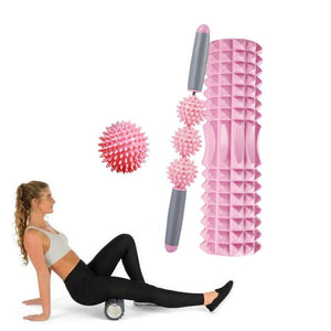 3 - In - 1 Hollow Eva Foam Roller Set For Muscle Relaxation And Yoga 33Cm Pink - Factory Direct Shop