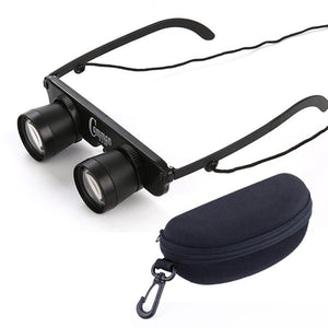 Adjustable Focus Fishing Binoculars - 3x28 with Glass Type and Zippered Case