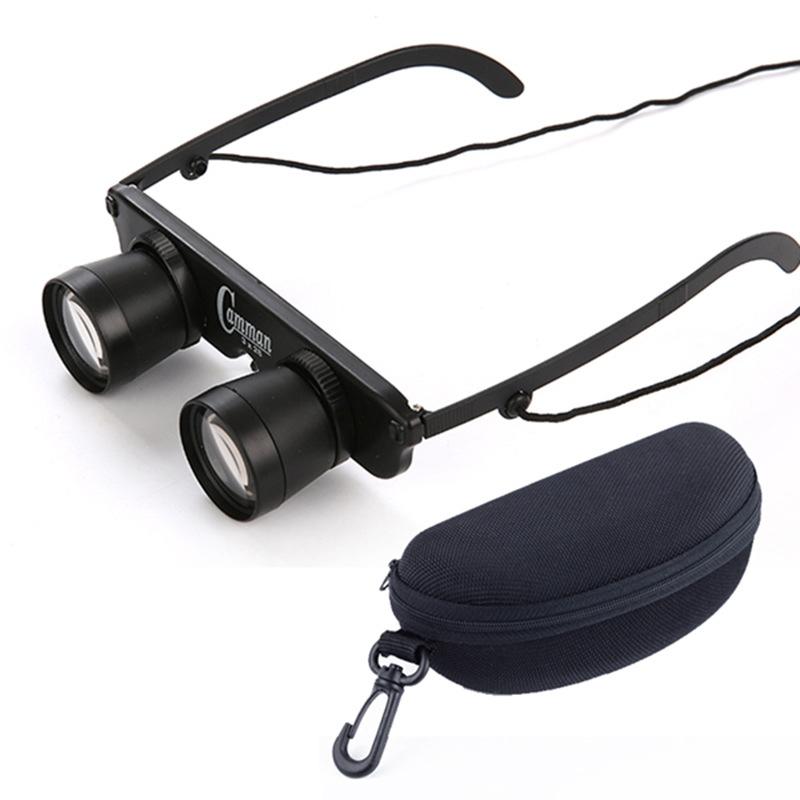 Adjustable Focus Fishing Binoculars - 3x28 with Glass Type and Zippered Case