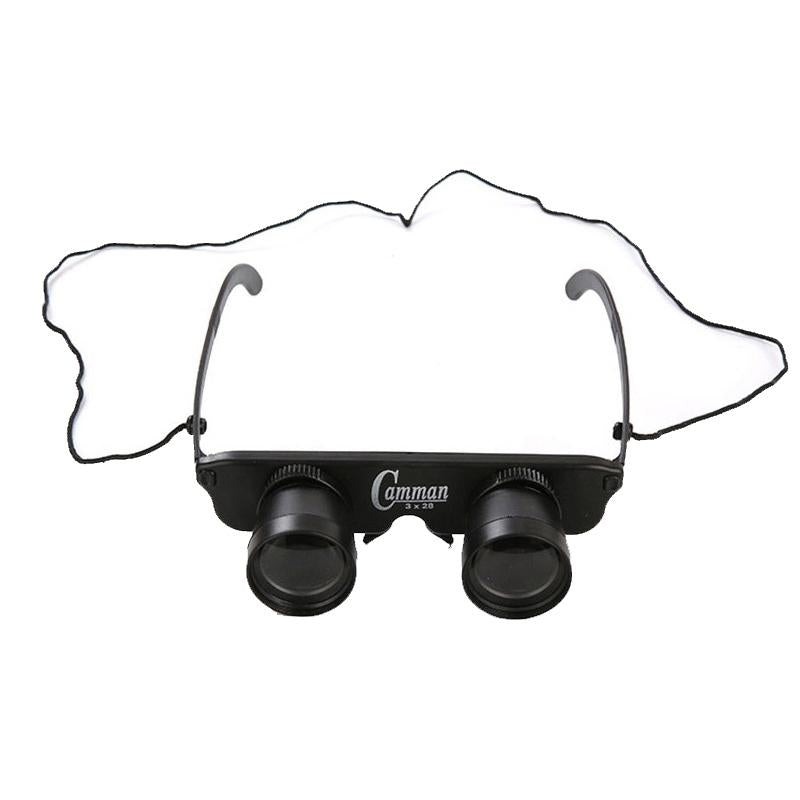 Adjustable Focus Fishing Binoculars - 3x28 with Glass Type and Zippered Case