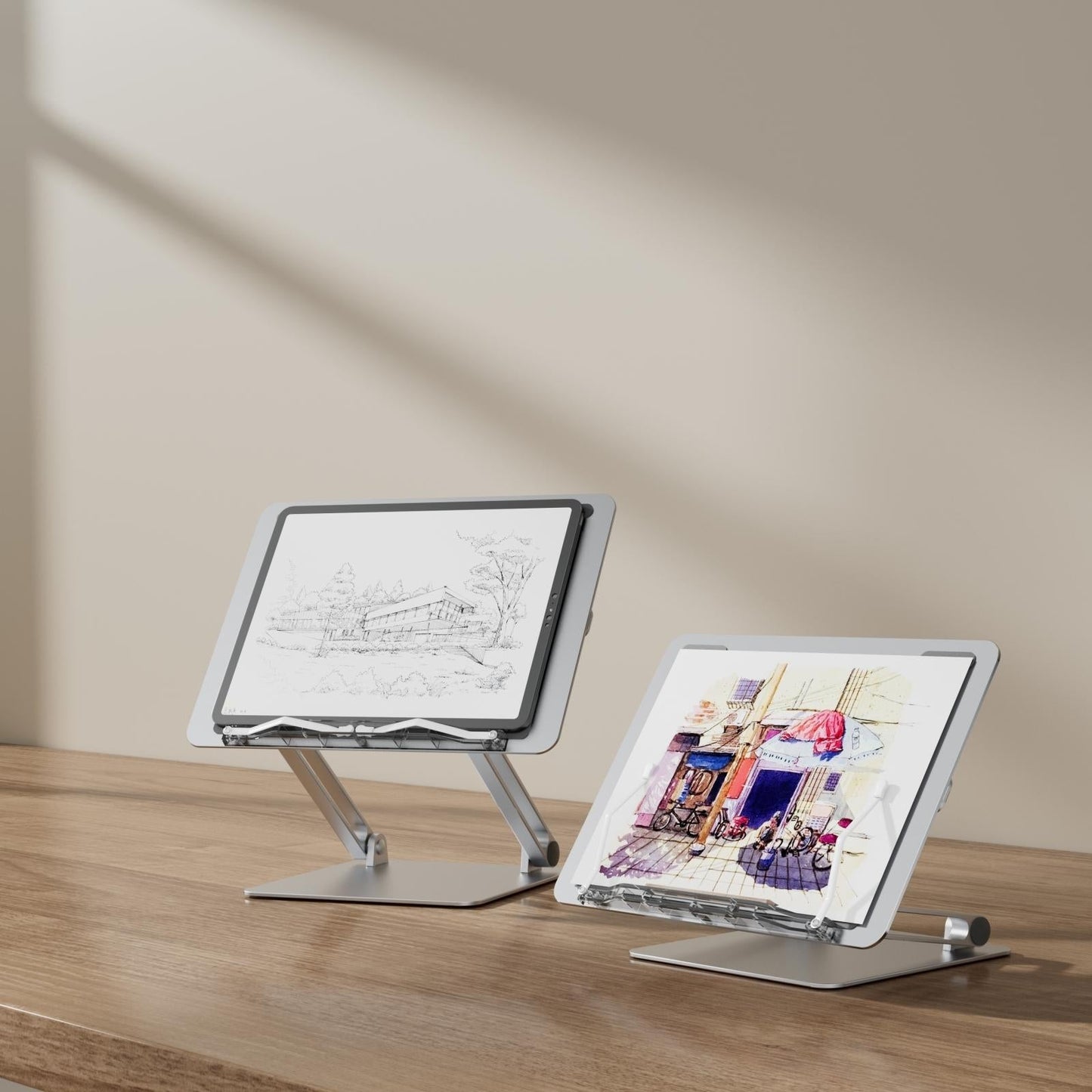Portable Folding Laptop Stand with Adjustable Heat Dissipation - Book Clips
