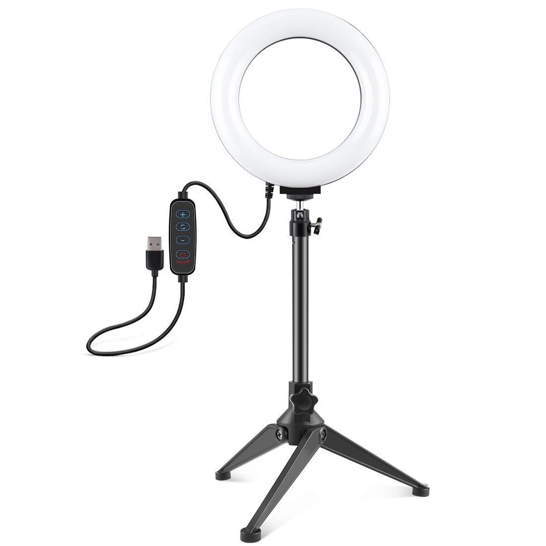 6.2 Led Ring Light with Usb 3 Modes Dimmable Desktop Tripod Cold Shoe Ball Head