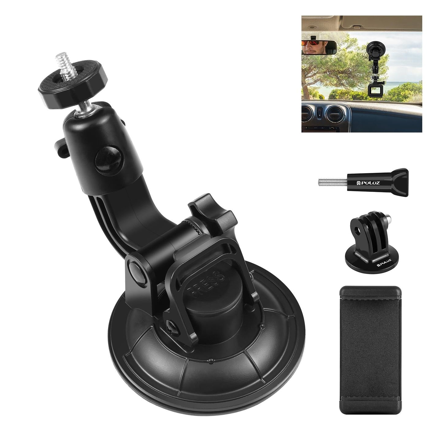 Universal Car Phone Mount with Suction Cup and Tripod Adapter