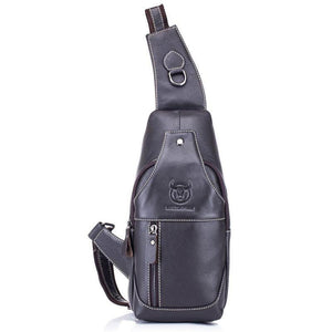 Retro Leather Crossbody Chest Bag For Men Gray Brown - Factory Direct Shop
