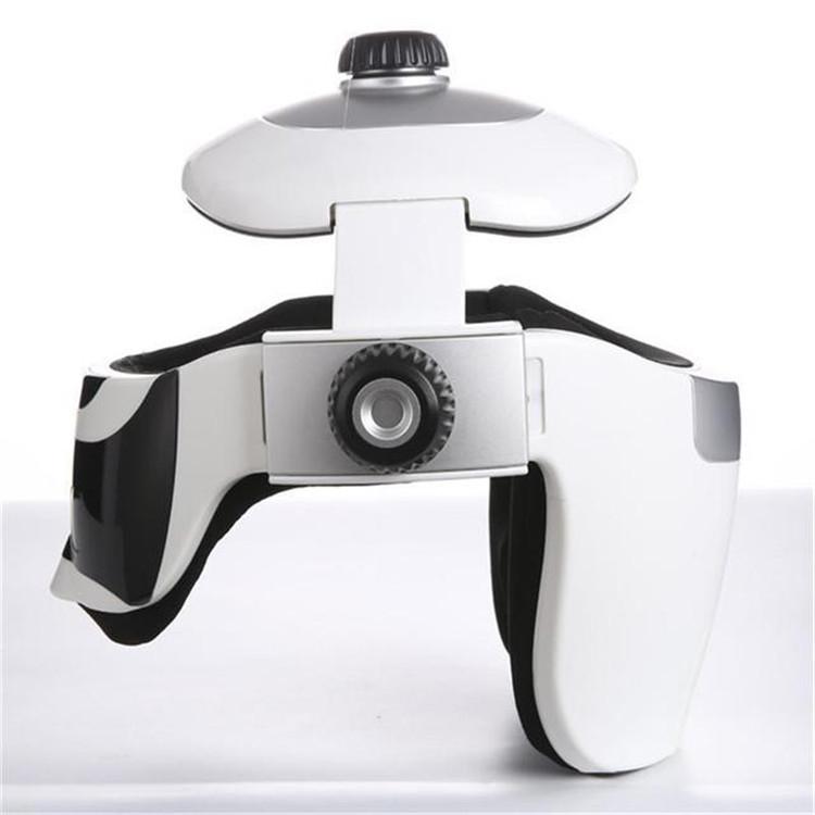 White and black camera with a lens on a white background